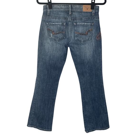 American Eagle Womens Vintage Stretch Boot Cut Embellished Jeans Sz 2 Petite - Picture 2 of 11